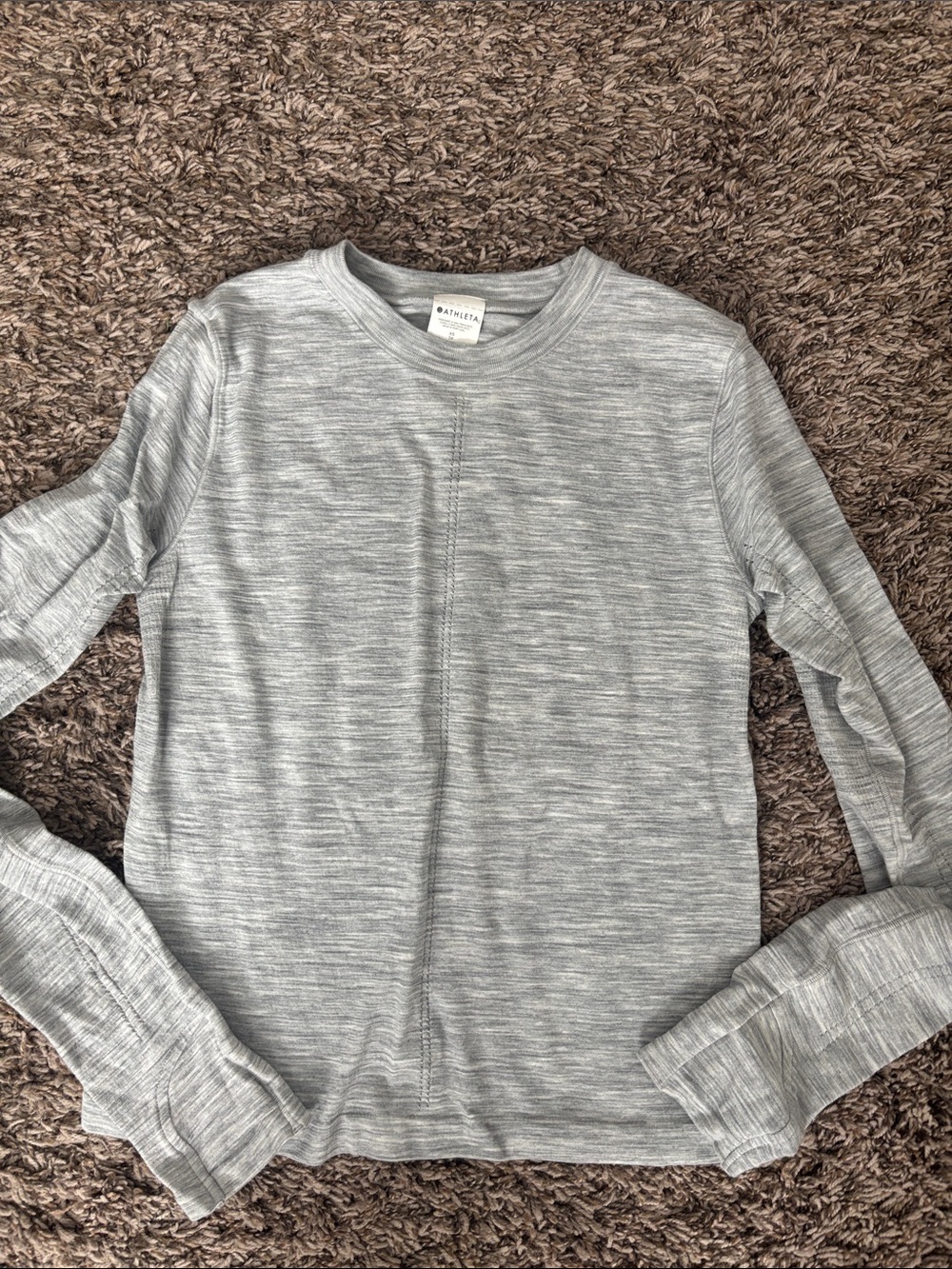 Athleta Men's Long Sleeve Heather Light Gray Crew